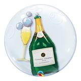 Bubble duplo 24 polegadas - garrafa de champanhe e copo - qualatex