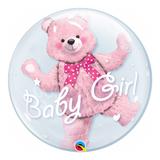 Bubble duplo 24 polegadas - ursinho rosa - qualatex