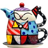 Bule de Chá Romero Britto Gato Cerâmica Trevisan Concept