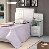 Cabeceira Box Solteiro Com Criado Flórida Branco - Vitamov 0578510