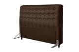Cabeceira casal king size 1.95 cm dama pvc cacau com botoes creme - simbal