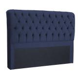 Cabeceira Casal Maria 195 cm King Suede Azul Escuro - JRV Moveis - Jrv móveis