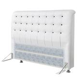 Cabeceira casal queen size 1.60 cm dama pvc branco com botoes preto - simbal