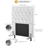 Cabeceira Cristal 90 Para Cama de Solteiro Couro Artificial Branco JS Móveis