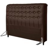 Cabeceira Dama Plus 160 Para Cama Queen Helanca Marrom Com Botões Creme Simbal - Simbal estofados