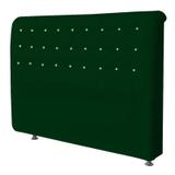 Cabeceira Estofada Dama com Strass 160 cm para Cama Box Queen Suede Verde Quarto - DS Decor