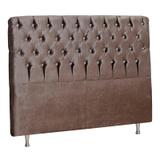 Cabeceira Estofada Roma Reta 160 cm para Cama Queen com Strass Corano Marrom Metalizado TCS 359 - Perfan - Perfan móveis