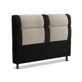 Cabeceira Para Cama Box Casal Queen 160 cm Barcelona Suede Animale Preto/Bege - JS Móveis