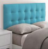 Cabeceira para Cama Casal Estofada Box Alberta 1.40m Suede Azul Turquesa - Estilo capitonê