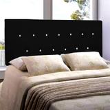 Cabeceira para Cama Queen Estofada Box Lisboa 1.60m Courino Preto com Strass - Estilo capitonê