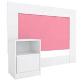 Cabeceira Solteiro para Box 88 cm com 01 Criado London Branco/Rosa - Demóbile