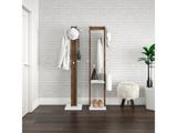 Cabideiro Mancebo de Chão, Suporte para Roupas, Tecno Mobili, Az1019, Nogal / Branco. - Tecno Mobili - Tecnomobili