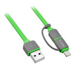 Cabo 2 Em 1 Lightning E Micro Usb Flat 1M Verde Elgin