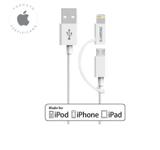 Cabo 2 em 1 - Lightning + Micro USB Com Certificação MFI - Branco - 1m - COMTAC - 9320