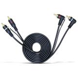 Cabo RCA 4 Machos 4mm 1 Metro Conectores Duplo Borracha Resistente Preto - Allsemi