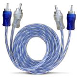 Cabo RCA Injetado 4 Machos 4mm 1 Metro Transparente Azul Borracha - Tech one