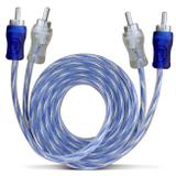 Cabo RCA Injetado 4 Machos 4mm 1 Metro Transparente Azul Borracha - Tech one