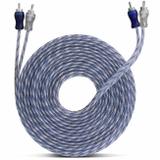 Cabo RCA Injetado Simples 4 Machos 4mm 5 Metros Transparente Azul Borracha Tech One