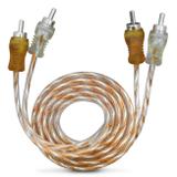 Cabo RCA Injetado Transparente 4 Machos 1 Metro 4mm Laranja e Prata Revestimento Borracha Flexível - Prime