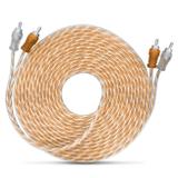 Cabo RCA Injetado Transparente 4 Machos 5 Metros 4mm Laranja e Prata Revestimento Borracha Flexível - Tech one