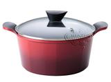 Caçarola 28cm com revestimento cerâmico vermelho tampa de vidro (cv-c28) ll163 - neoflam - Neoflan