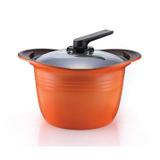 Caçarola Alta Premium Roichen com Revestimento Cerâmico Natural e Tampa Standing - 26 CM - 8,0 L - Laranja