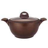 Caçarola Antiaderente MTA Belga 28Cm Marrom Tampa De Vidro