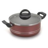 Caçarola Antiaderente Vermelho Cereja Com Tampa de Vidro 24 - Aluminio nacional
