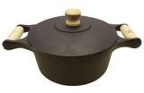 Caçarola de Ferro Fundido com Alça De Madeira N14 Fundição Santana - 14 Cm / 700 Ml