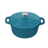Caçarola De Ferro Fundido Esmaltado Redonda 24 cm - Stex Cookware - 4,0 litros - Aquamarine