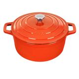 Caçarola De Ferro Fundido Esmaltado Redonda 28 cm - Stex Cookware - 6,5 litros - Laranja