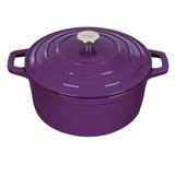 Caçarola De Ferro Fundido Esmaltado Redonda 28 cm - Stex Cookware - 6,5 litros - Roxa