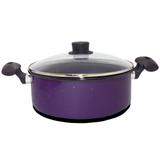 Caçarola Esmaltada Roxa Granitada com Tampa de Vidro 24 cm - Pravas