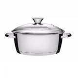Caçarola Rasa Aço Inox com Fundo Triplo e Tampa de Vidro 4,2L Tramontina