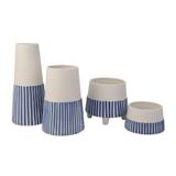 Cachepô Cerâmica Branco e Azul 16cm - A/CASA