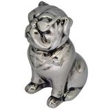 Cachorro decorativo de resina prata - Btc decor
