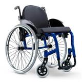 Cadeira de Rodas Monobloco Star Lite Ortobras Alumínio com Encosto Rígido Hummel Anatômico Peso Leve azul caneta 42x40