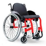 Cadeira de Rodas Monobloco Star Lite Ortobras Alumínio com Encosto Rígido Hummel Anatômico Peso Leve vermelho 42x45
