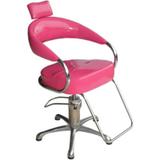 Cadeira Poltrona Hidráulica Futurama Rosa Glitter Base Alumínio Escovado - Outras