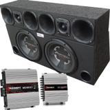 Caixa com 2 Pioneer TS-300 12 Po + Corneteira Selenium + Módulos Taramps - Vinisound +