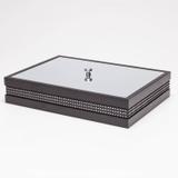 Caixa com Tampa Espelhada Strass 32cmx23cmx6,5cm Rojemac Preto