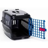 Caixa De Transporte Cachorro Gatos Preta Porta Azul N2 - Rb