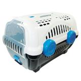Caixa de Transporte Para Cachorro - Furacão Pet - Luxo - Tamanho 1 - Branca com Azul