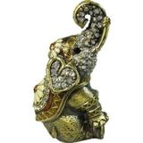 Caixa elefante dourado com cristal - 7 cm - Btc decor