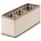 Caixa Organizadora com 3 Compartimentos 13X10X33cm Poliéster Bege Bemfixa 4970
