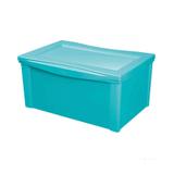 Caixa organizadora com tampa 65L plástico verde Color Ordene