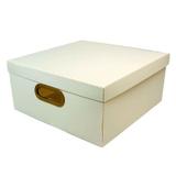 Caixa organizadora grande linho quadrada - cinza pastel - 2206.G - Dello