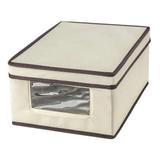 Caixa Organizadora Ordene Creme com Visor e Tampa 25x33x15cm