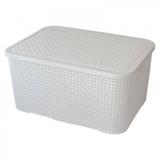 Caixa Organizadora Plástica Cesto Rattan Branca Nitron 069