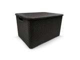 Caixa organizadora plástica com tampa rattan grande - 20 litros preta - Arqplast